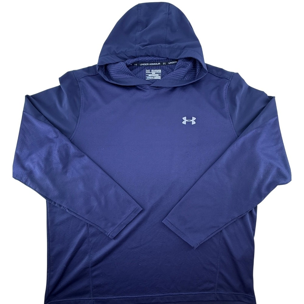 Under Armour ColdGear Hoodie Mens 2XL Blue Pullover Athletic Loose Fit Perform